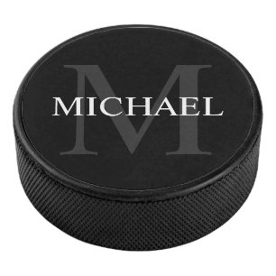 Klassisches Personalisiertes Monogramm und Name Eishockey Puck