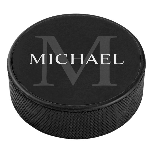 Klassisches Personalisiertes Monogramm und Name Eishockey Puck (3/4)