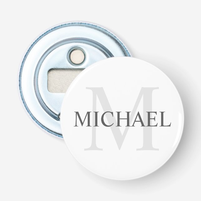 Klassisches Personalisiertes Monogramm und Name Flaschenöffner (Vorderseite)