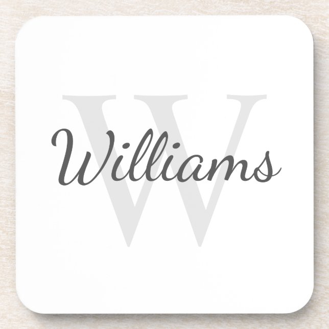 Klassisches Personalisiertes Monogramm und Name Getränkeuntersetzer (Vorderseite)