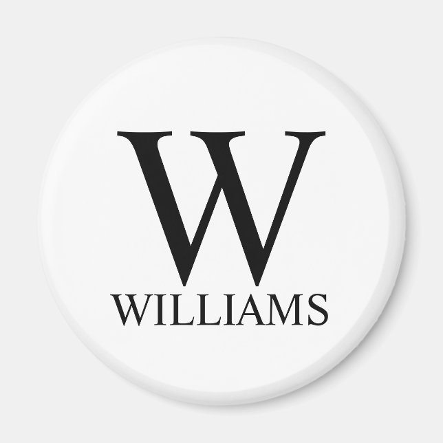 Klassisches Personalisiertes Monogramm und Name Magnet (Vorne)