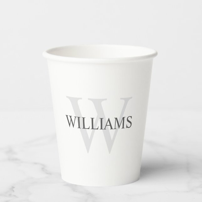Klassisches Personalisiertes Monogramm und Name Pappbecher (Vorderseite)