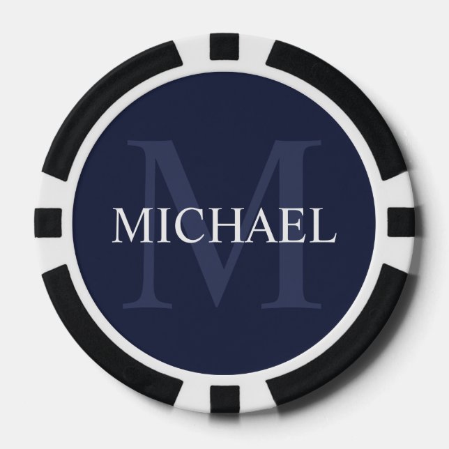 Klassisches Personalisiertes Monogramm und Name Pokerchips (Vorderseite)