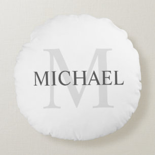 Klassisches Personalisiertes Monogramm und Name Rundes Kissen