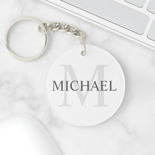 Klassisches personalisiertes Monogramm und Name Schlüsselanhänger