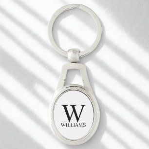 Klassisches Personalisiertes Monogramm und Name Schlüsselanhänger