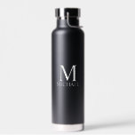 Klassisches Personalisiertes Monogramm und Name Trinkflasche<br><div class="desc">Personalisiert Monogram und Name Gift verfügen über personalisierte Monogramm und einen Namen im klassischen Serif-Schriftart auf schwarzem Hintergrund.</div>