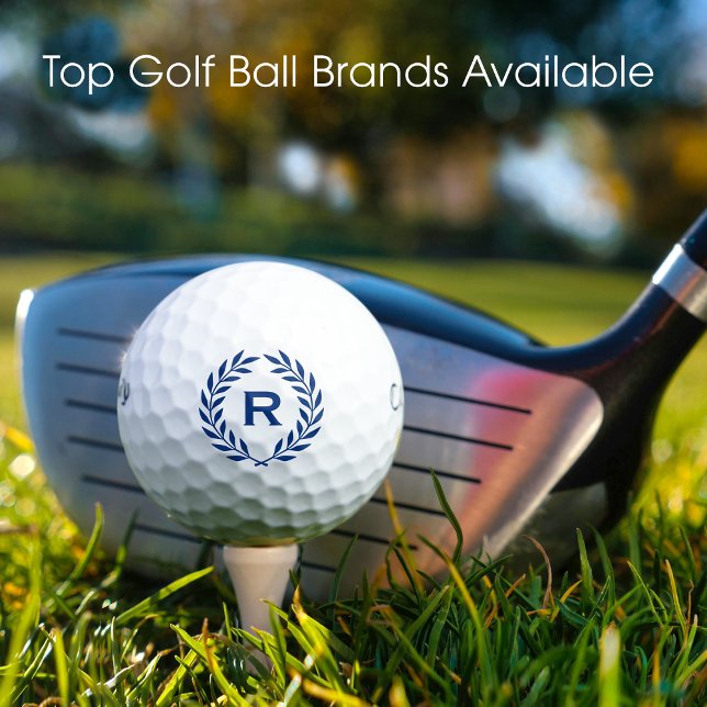 Klassisches Personalisiertes Monogramm Wreath Blue Golfball (Von Creator hochgeladen)