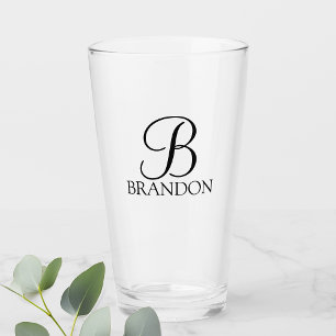 Klassisches Personalisiertes Skriptmonogramm und N Glas