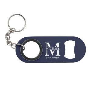 Klassisches personalisiertes Trauzeuge-Monogramm u Mini Flaschenöffner