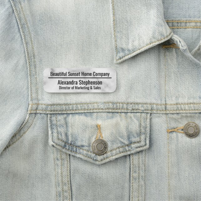 Klassisches Personalisiertes Unternehmen aus weiße Namensschild (Beispiel)