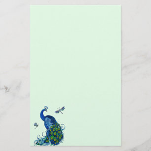 Klassisches Pfau- und Dragonfly-Design Briefpapier