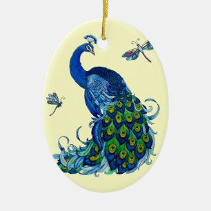 Klassisches Pfau- und Dragonfly-Design Keramik Ornament
