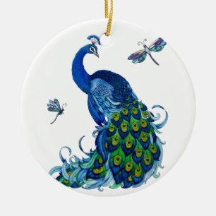 Klassisches Pfau- und Dragonfly-Design Keramikornament