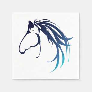 Klassisches Pferdekopf-Logo im Blau Serviette