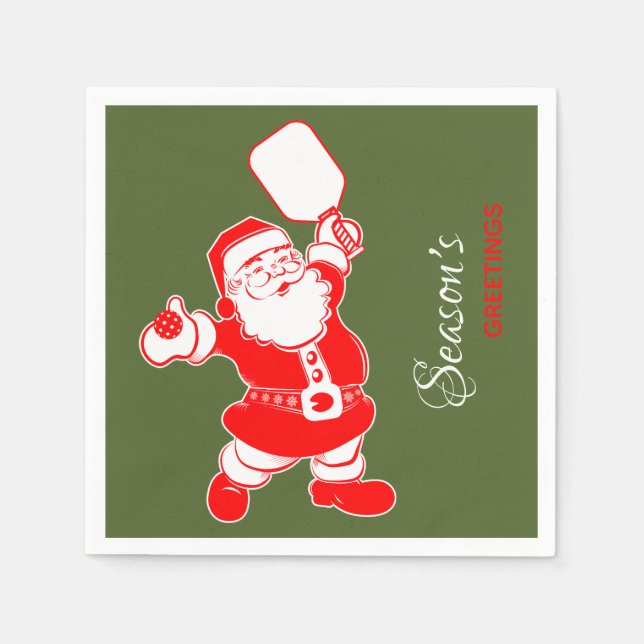 Klassisches Pickleball Weihnachten Grün Serviette (Vorderseite)