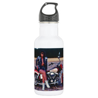 Klassisches Pin-Up-Mädchen auf einem Motorrad Trinkflasche