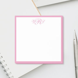 Klassisches Pink Monogramm Post-it Klebezettel