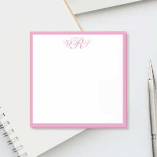 Klassisches Pink Monogramm Post-it Klebezettel
