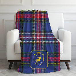 Klassisches Polo mit Monogramm Reit-Tartan Karo Fleecedecke