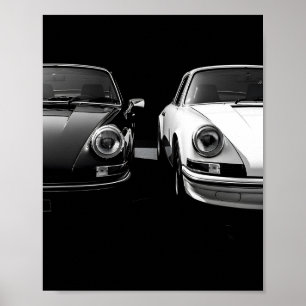 Klassisches Porsche 911 Schwarz-Weiß-Duo Poster