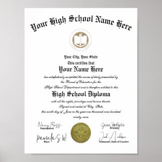 Klassisches Portrait High School Diploma Poster
