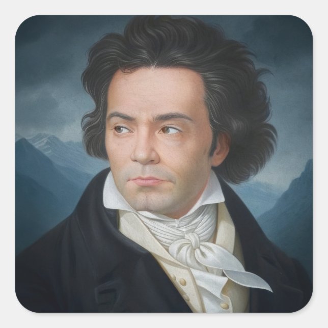 Klassisches Portrait von Beethoven Quadratischer Aufkleber (Vorderseite)