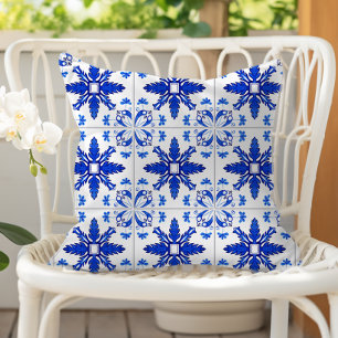 Klassisches portugiesisches Fliesenmuster Blau Wei Kissen