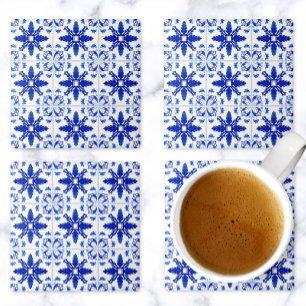 Klassisches portugiesisches Fliesenmuster Blau Wei Steinuntersetzer