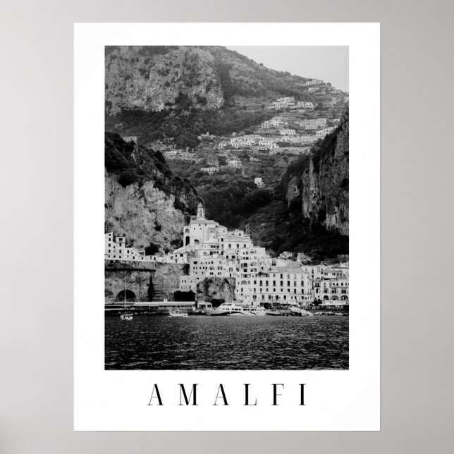 Klassisches Poster aus schwarzem und weißem Amalfi (Vorne)