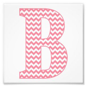 Klassisches Preppy Pink Zickzack Letter B Monogram Fotodruck