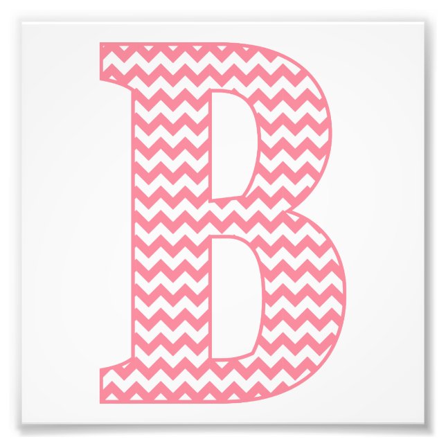 Klassisches Preppy Pink Zickzack Letter B Monogram Fotodruck (Vorne)