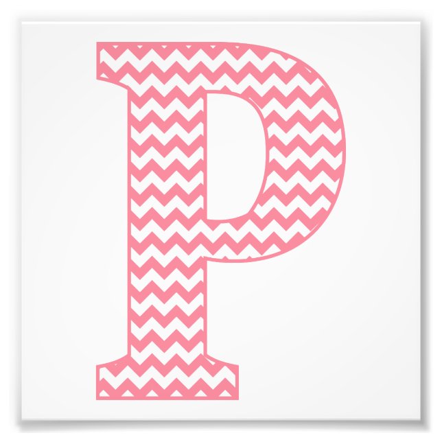Klassisches Preppy Pink Zickzack Letter P Monogram Fotodruck (Vorne)