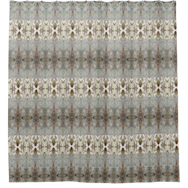 Klassisches Print-Design mit Blau-Grau Duschvorhang (Vorderseite)