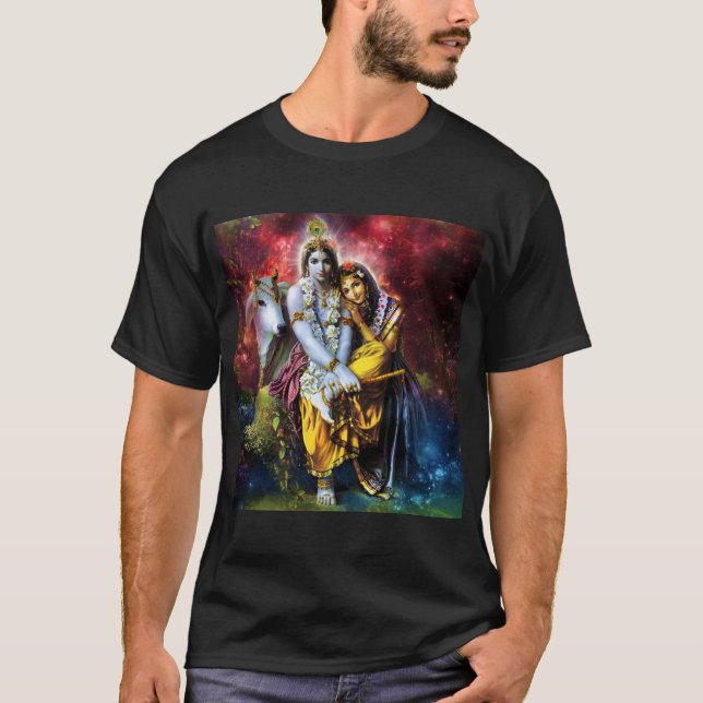 Klassisches Radha-Krsna göttliches Liebe ॐ T-Shirt (Vorderseite)