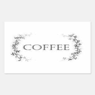 Klassisches Rebe-Entwurfs-Kaffee-Glas beschriftet Rechteckiger Aufkleber