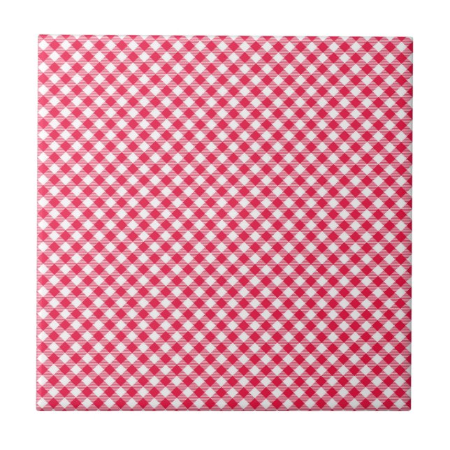 Klassisches Red Gingham Country Pattern Fliese (Vorderseite)