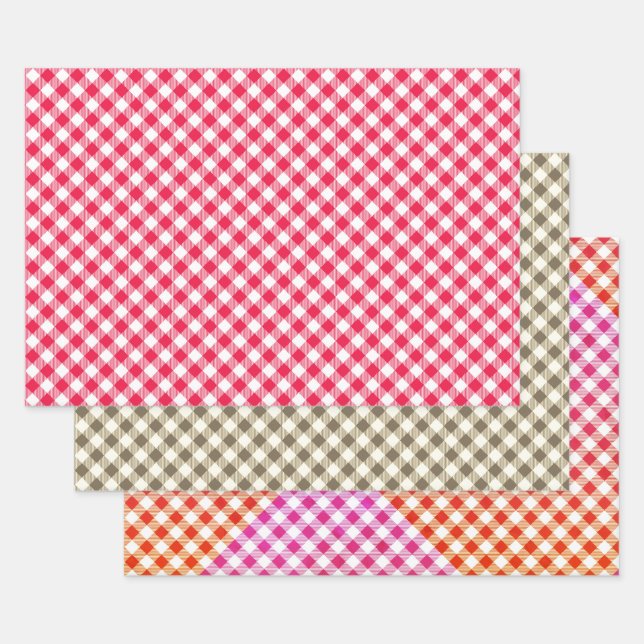 Klassisches Red Gingham Country Pattern Geschenkpapier Set (Set)