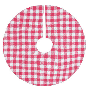 Klassisches Red Gingham Country Pattern Polyester Weihnachtsbaumdecke