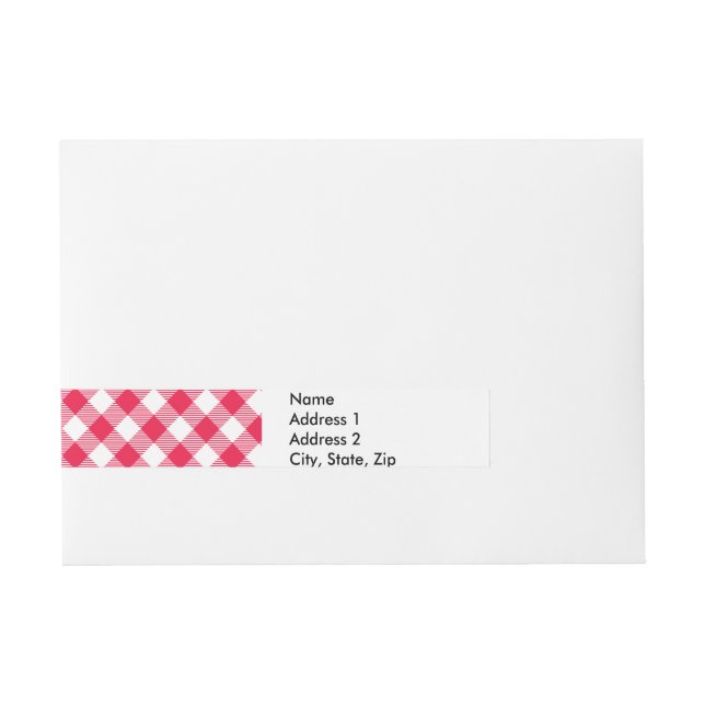 Klassisches Red Gingham Country Pattern Rundum-Adressaufkleber (Vorderseite)