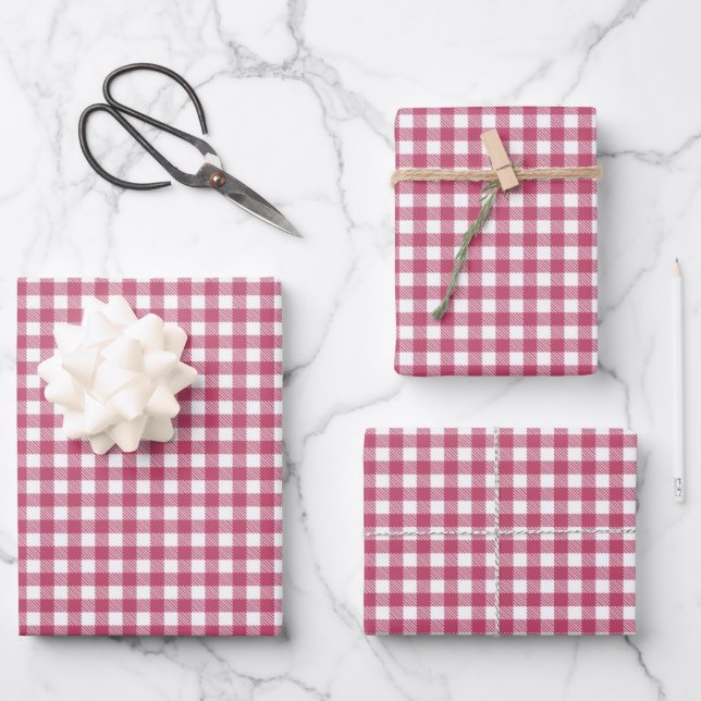 Klassisches Red Gingham Kariert Pattern  Geschenkpapier Set (Vorderseite)