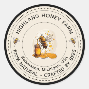 Klassisches, reines Honey Round Stickers Editable