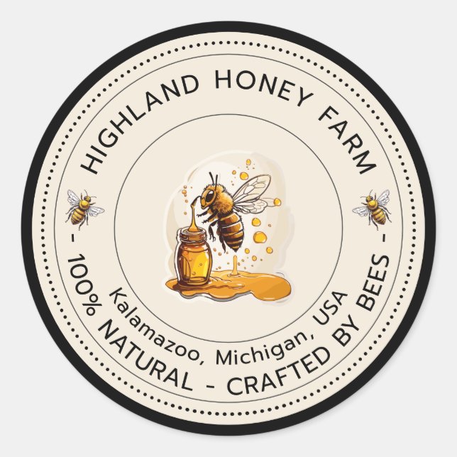 Klassisches, reines Honey Round Stickers Editable  (Vorderseite)