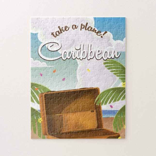 Klassisches Reiseplakat für Karibik, Puzzle (Vertikal)