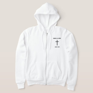 klassisches Reißverziehhemd mit ABIDE IN HIM-Aufdr Hoodie