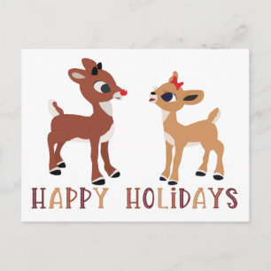 Klassisches Rentier Rudolph und Clarice Postkarte