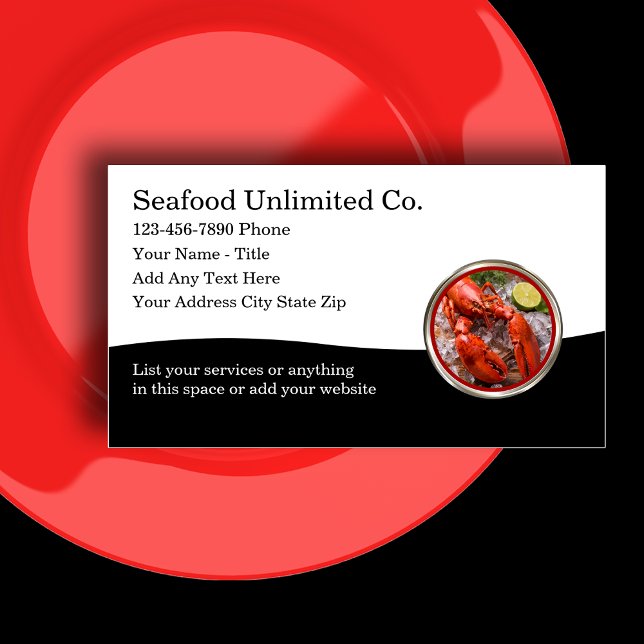 Klassisches Restaurant mit Meeresfrüchten Visitenkarte (Seafood business cards by Custom Business Templates)