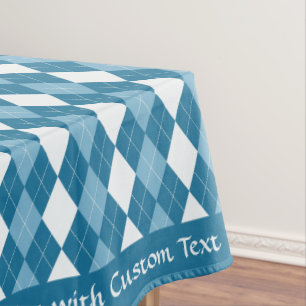 Klassisches Retro Blue Raute Diamond Muster Tischdecke