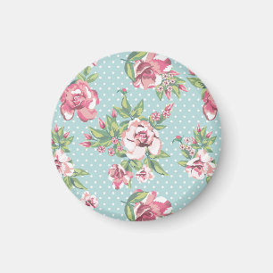 Klassisches Retro-Blumenmuster niedliche Polka-Pun Magnet