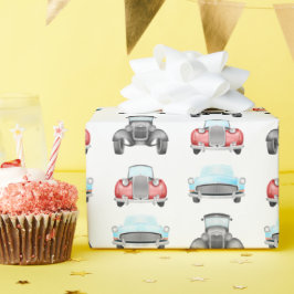 Klassisches Retro Cars Vintages Aquarellmuster Geschenkpapier
